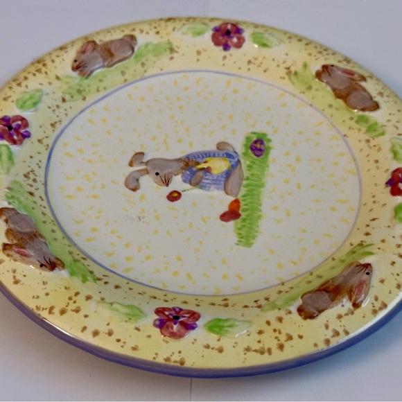 Baum Bros Style Eyes Vintage Dessert Plate, Embossed Rabbits, Rare Easter Decor - Picture 6 of 12